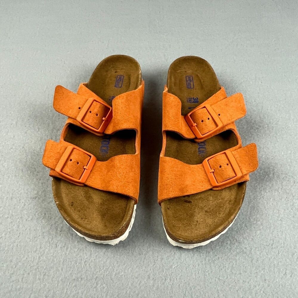 Birkenstock Orange Suede Two-Strap Arizona Sandals - Picture 2 of 7